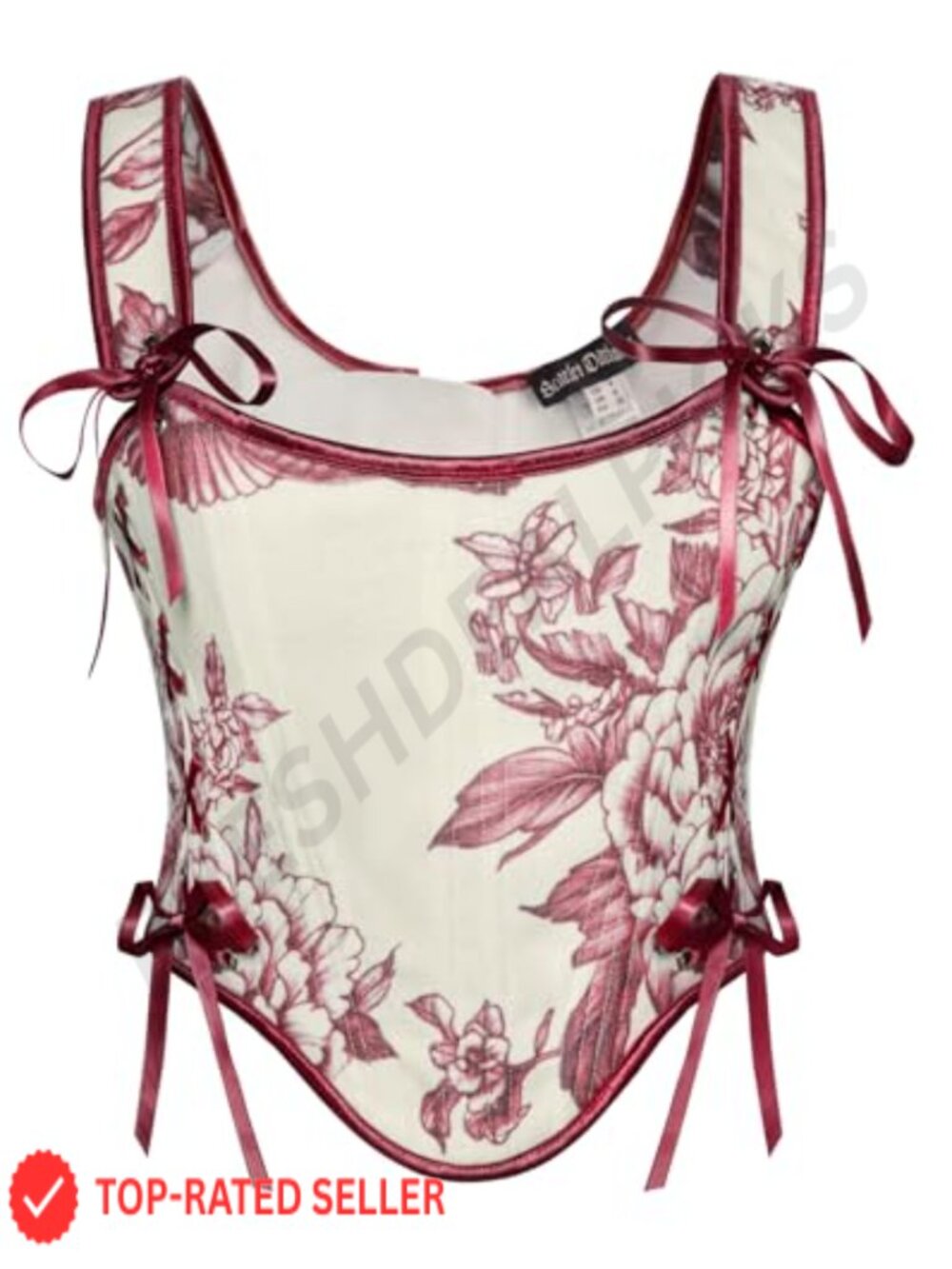 Floral Corset Top Renaissance Bustier Lace Up Boned Women's